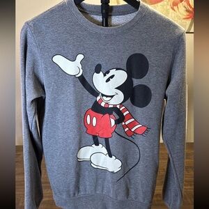 Disney Mickey Mouse Scarf Graphic Sweatshirt | Charcoal Gray | Size S